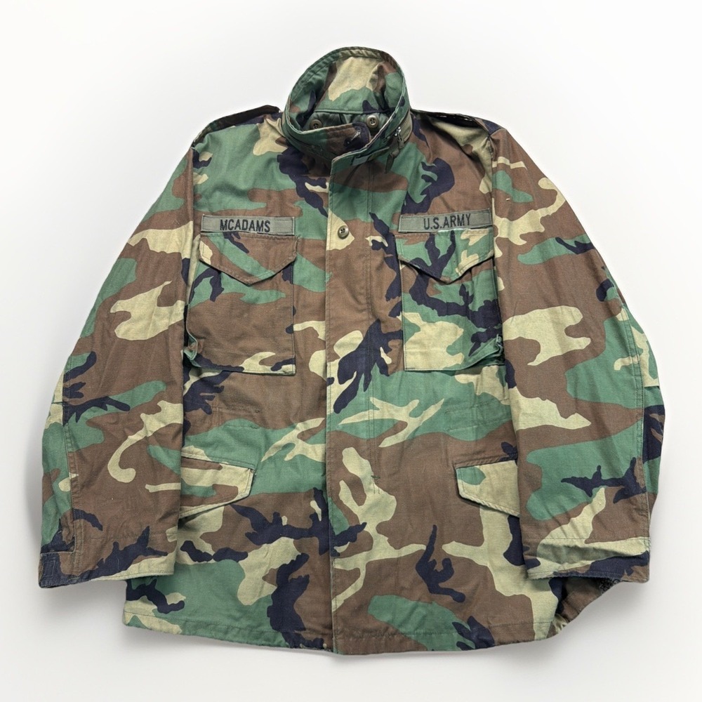 US Army Field M-65 Cold Weather Jacket Mens Medium Regular Woodland Camo